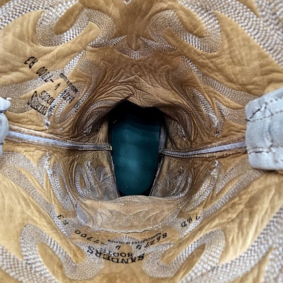 Vintage Cowboy Boots Quill Ostrich Cream Ivory Sanders Men's 7.5D Western Boots - Picture 14 of 16